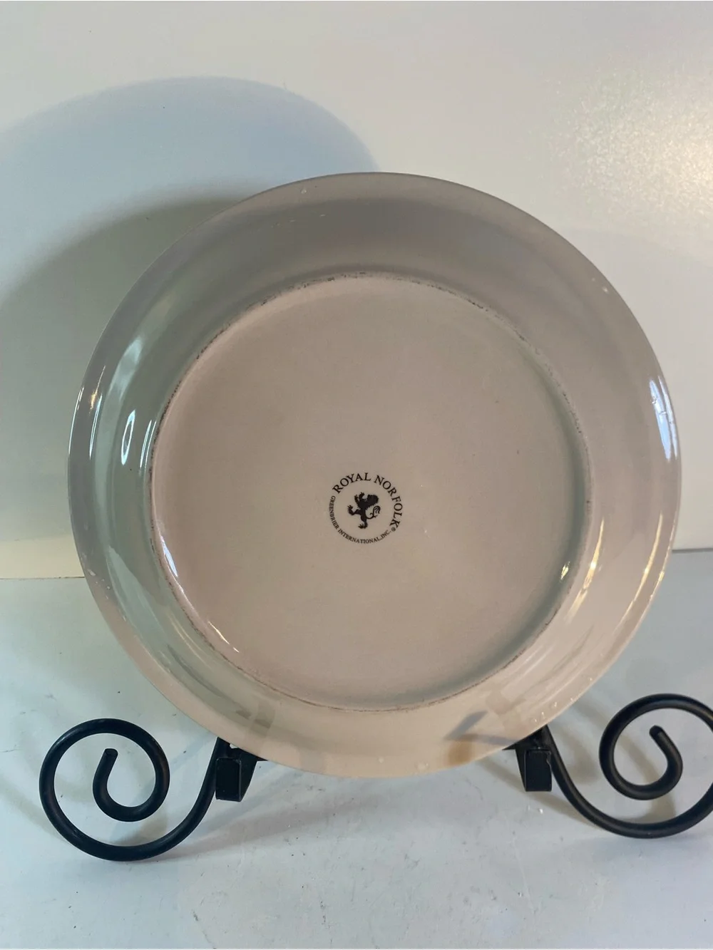 Royal Norfolk Stoneware Cobalt Blue & Ivory Striped Dinner Plate 10.5” Diameter